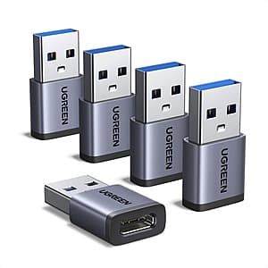 5-Packk UGREEN 10Gbps USB-A to USB-C Adapter $10 & More