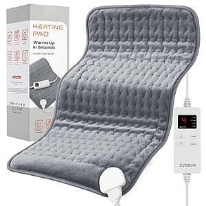 12.1"x24.1" ZUODUN Heating Pad for Back, Neck & Shoulder Pain Relief (Mist Gray) $10.70