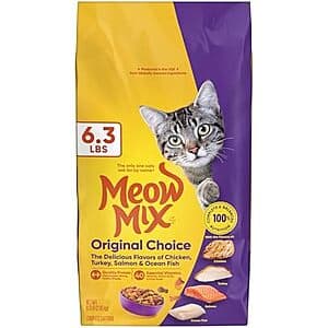 Select Accts: 6.3-Lb Meow Mix Original Choice Dry Cat Food $3.40 w/ S&S