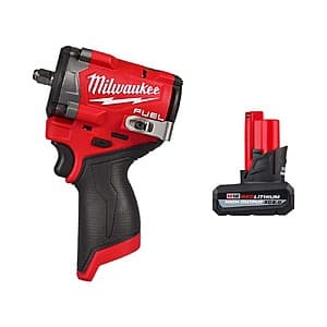 Milwaukee M12 FUEL 12V Brushless Stubby 3/8" Impact Wrench w/ 5.0 Ah Battery $206 + Free S&H