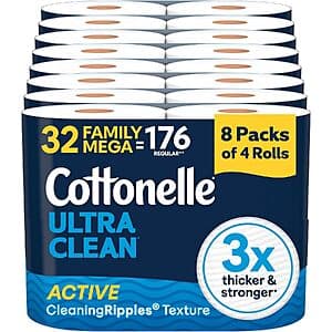 Select Accts: 32-Pk Cottonelle 1-Ply Toilet Paper Family Mega Rolls (Ultra Clean) $22.60 w/ S&S