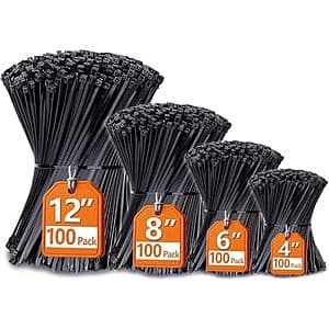 400-Pk ANOSON Cable Zip Ties (Black, various sizes 4"-12") $6