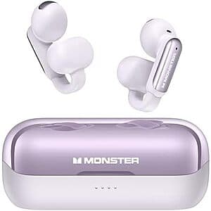 Monster AC601 Wireless Open ENC Earbuds w/ Comfort Clip-On (Purple) $20