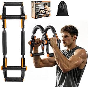 SolidFit Adjustable Arm Twister & Push-Up Bar Trainer in black with 3 resistance level indicators.