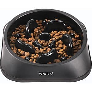 YINEYA Slow Feeder Dog Bowl (Black, Medium) $4