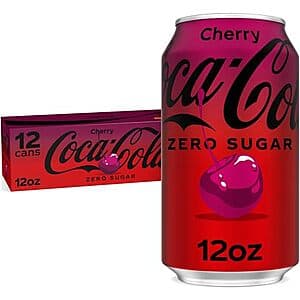 Prime Members: 12-pk 12-oz Coca-Cola Zero Sugar Cherry Soda Soft Drink 3 for $13.15 + Free S&H