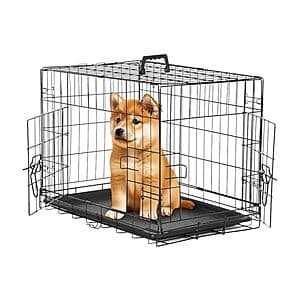 24.4" Simple Deluxe Metal Wire Small Dog Crate w/ Plastic Tray (Black) $13 + Free Shipping w/ Prime