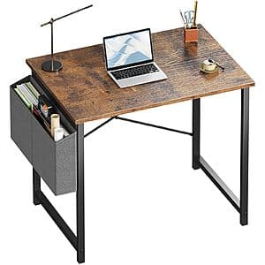 31" Olixis Computer Home Office Desk w/ Side Storage Bag (Rustic Brown) $16