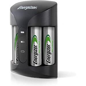 Energizer Recharge Pro AA/AAA Battery Charger w/ 4 NiMh Rechargeable AA Batteries $14