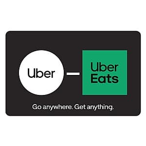 $100 Uber/Uber Eats Gift Card (Digital or Physical) $85 + Free Shipping