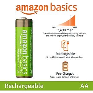 8-Count Amazon Basics AA 2400mAh NiMH Rechargeable High Capacity Batteries $7.75 or Less w/ Subscribe & Save