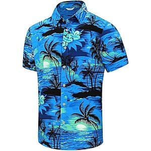 SheLucki Men's Button-Down Hawaiian Shirt (Various) from $7.50