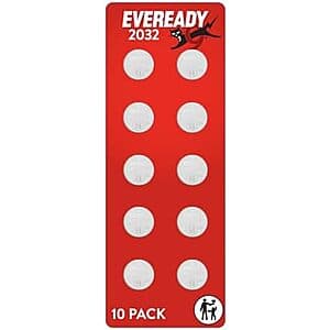 10-pk Eveready 2032 Coin Batteries $3.60 w/ S&S