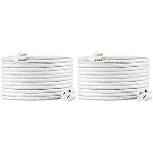 2-Pack 20' Amazon Basics 13 Amps 125V Extension Cord (White or Black) $13.30