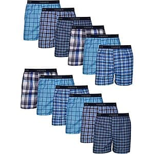 12-Pack Hanes Men's Underwear Boxers (Assorted) $26.50
