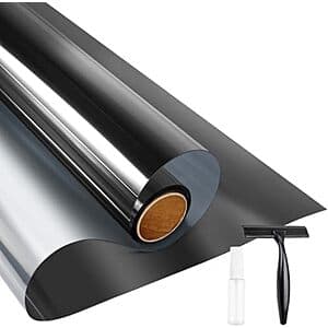 KESPEN one-way window privacy film roll in black and silver, 17.5 inches wide by 6.5 feet long, shown in packaging or flat lay format.