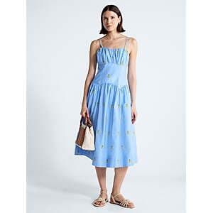 Free Assembly Women's Tie Back Cotton Midi Dress w/ Drop Waist (Blue) $11.80