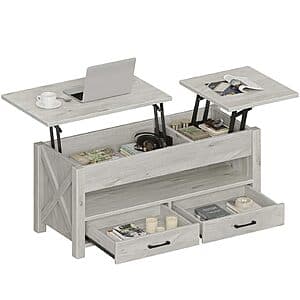 39.3" Seventable Lift Top Coffee Table w/ 2 Storage Drawers (Gray) $85 + Free S&H