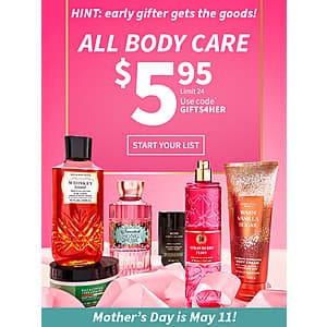 Bath & Body Works: All Body Care Items $5.95 + Free Store Pickup