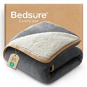25" x 35" Bedsure Waterproof Soft Sherpa/Fleece Reversible Pet Blanket (Grey) $10.40