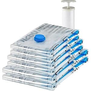 6-Piece Amazon Basics Vacuum Storage Bags (2 Medium, 2 Large & 2 Jum) $9.05