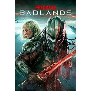 Predator: Badlands 2025 movie poster featuring a 4K Dolby Vision and Dolby Atmos certified digital purchase.