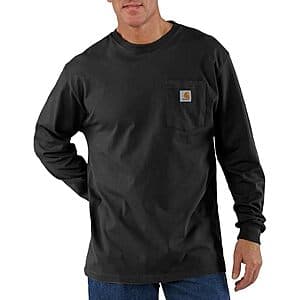 Black Carhartt Men's Dearborn Loose Long Sleeve T-Shirt displayed flat or on-model.