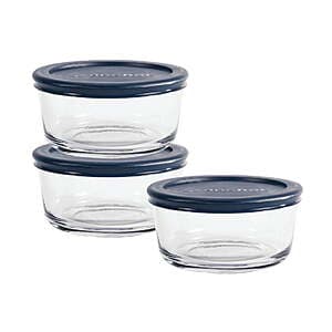 3-Pack Anchor Hocking 2-Cup Round Glass Food Storage Containers w/ Lids $6.35