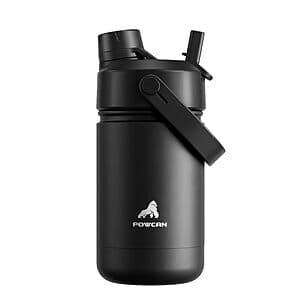 12-Oz POWCAN Kids Leakproof Water Bottle w/ Straw Spout Lid $5