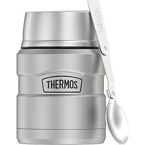 16-Oz Thermos Stainless King Food Jar w/ Folding Spoon (Matte Stainless Steel) $17.80