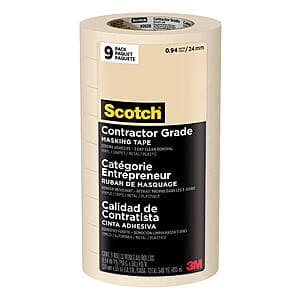 9-Pk Scotch Contractor Grade Masking Tape (0.94" x 60.1 Yards) $9.60