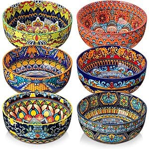 Prime: 6-pc 28-oz vancasso Bohemian Style Ceramic Soup Bowls (various) $22.20 & More + Free S&H