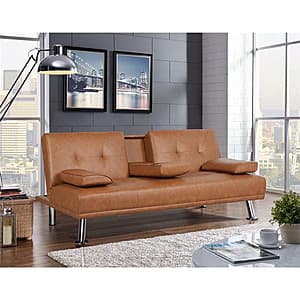 Renwick LuxuryGoods Modern Faux Leather Futon (Various) $63.20 + Free S&H