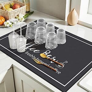 12" x 20" Findosom Dish Drying & Coffee Bar Mat (Black) $5.40