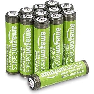12-ct Amazon Basics Rechargeable AAA NiMH High-Capacity Batteries $6.45 w/ S&S