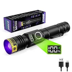 395nm DARKBEAM USB-C Rechargeable Zoomable UV Flashlight $11