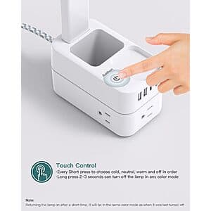 Prime Members: Addtam LED Desk Lamp w/ Pen Holder, 3x Outlets & 4x USB Ports $14 + Free Shipping