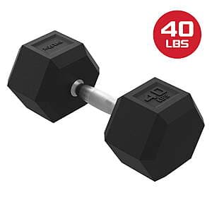 40-Lb FitRx Rubber Hex Dumbbell (Single) $33