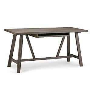 60" Simplihome Dylan Solid Wood Industrial Writing Desk (Driftwood) $99 + Free Shipping