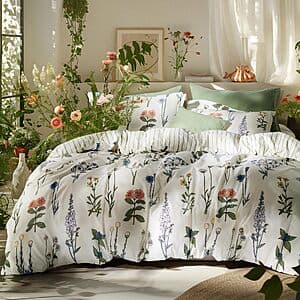 2-Pc Bedsure Reversible Botanical Comforter Set (Coconut White,Twin/Twin XL) $20 & More
