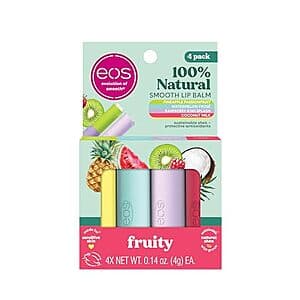 Select Accounts: 4-Ct eos 100% Natural Lip Balms (Fruity) $4.10 w/ S&S