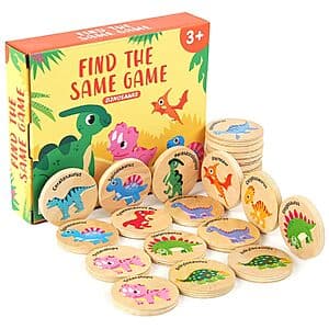24-Pc Protado Wooden Dinosaur Matching Game w/ Smooth-Edged Memory Tiles $6