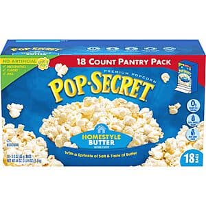 18-Pk 3-Oz Pop Secret Homestyle Butter Microwave Popcorn $4.85 w/ S&S