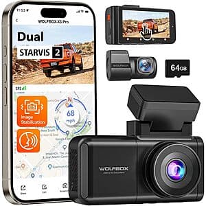WOLFBOX X3 PRO 1440P Front & Rear Dash Cam $120 + Free S&H
