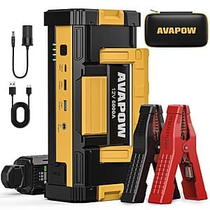 AVAPOW 12V 6000A Peak 32000mAh Car Battery Jump Starter (Yellow) $50 + Free Shipping