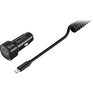 4' Insignia 20W USB-C to Lightning Coiled Car Charger Kit for Apple iPhone/iPad $3 or Less + Free S&H