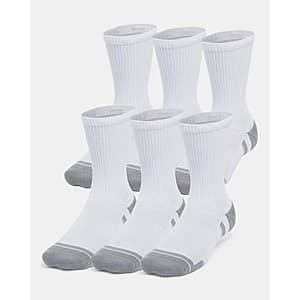 6-Pair Under Armour Men's or Women's Performance Tech Crew Socks (White) $9.70 + Free Shipping