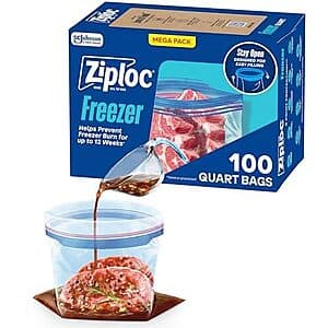 100-Count Ziploc Quart Food Storage Freezer Bags $8.55 w/ Subscribe & Save & More