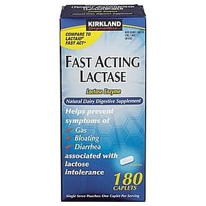 Costco In-Warehouse Only: 180-Ct Kirkland Fast Acting Dairy Digestive Lactase Caplets $13 (Pricing/Availability Will Vary)