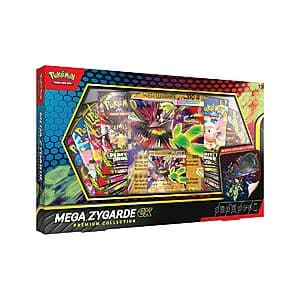 Pokémon Trading Card Game Mega Zygarde ex Premium Collection box featuring Zygarde artwork in green and white packaging.